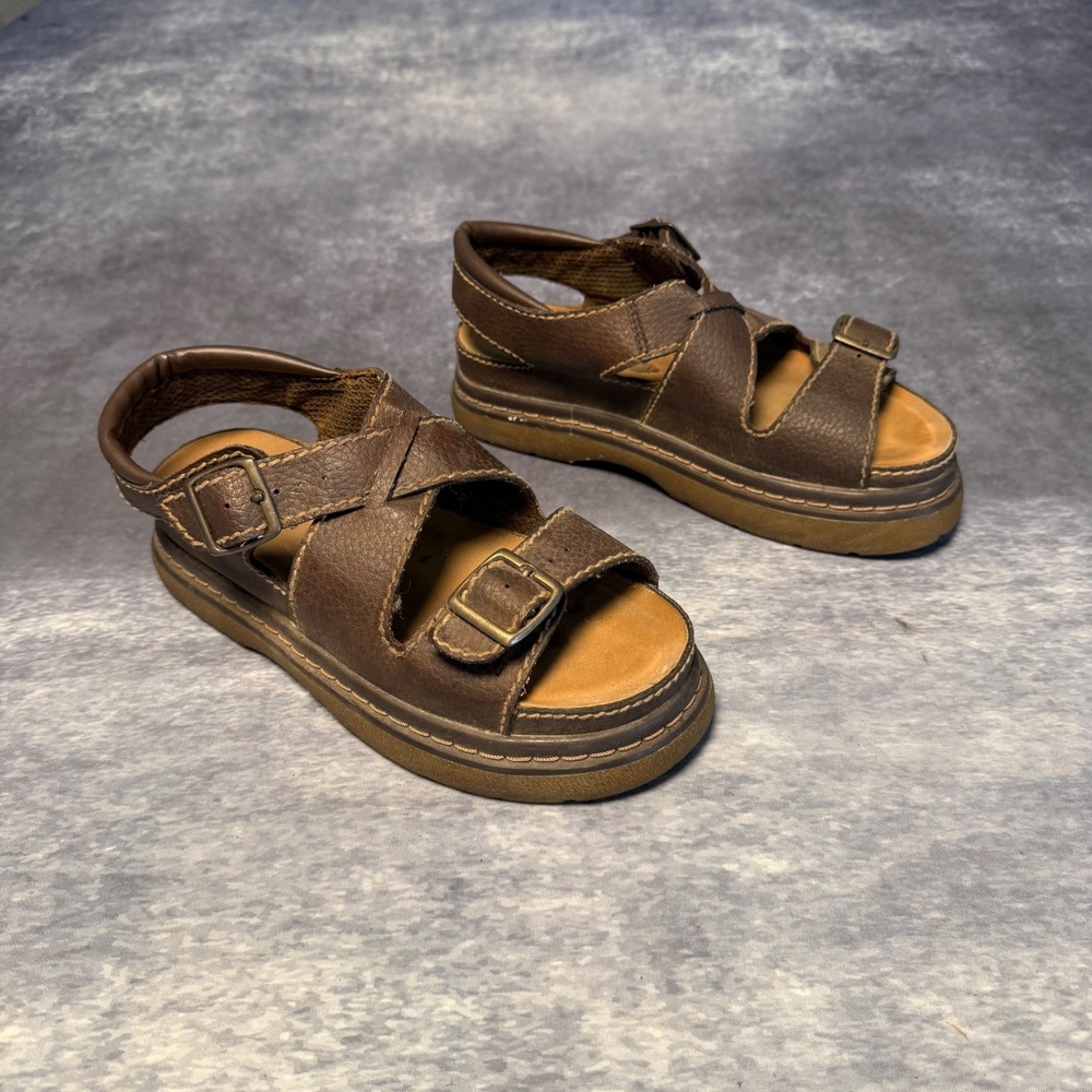 Lower East Side Brown Leather Platform Sandals Womens 7.5 Strappy Buckle 90s Y2K